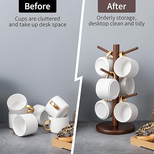 MyLifeUNIT Mug Holder Tree, Coffee Cup Holder with 6 Hooks (Brown) - Image 3