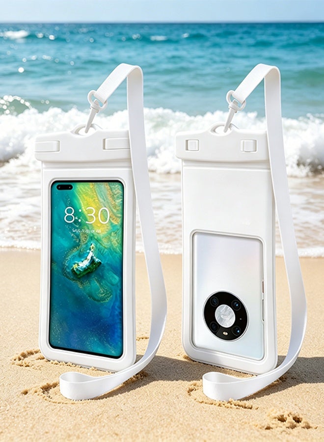 IPX8-Certified Waterproof & Sealed Phone Case with Lanyard - Transparent Touch Screen Dry Bag, Waterproof Phone Pouch for Diving, Swimming, Beach & Water Activities, Compatible with 7.2-Inch and Below Phones (2 PCS)