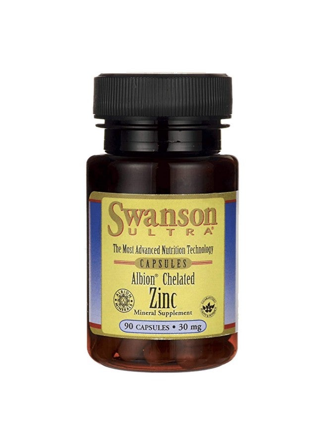 SWANSON Albion Chelated Zinc Glycinate 30 Milligrams 90 Capsules - Image 1