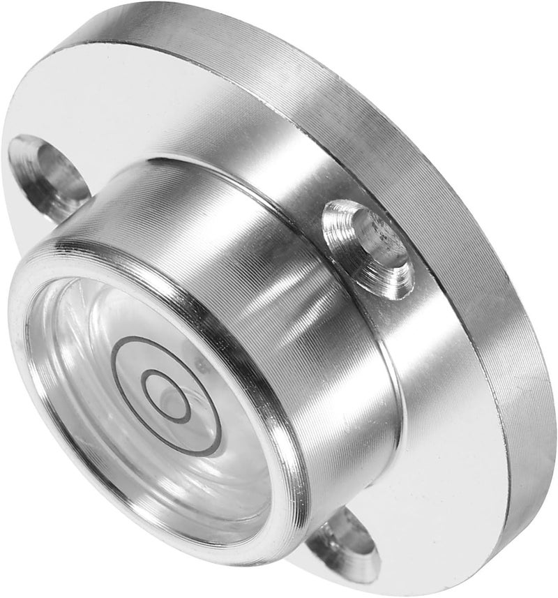 Multi-function Mini Bubble Level Circular Spirit Leveling Tool Flange Silver Shell White Double Ring for Precise Small Scale Measurements in Home and Workshop - Image 1