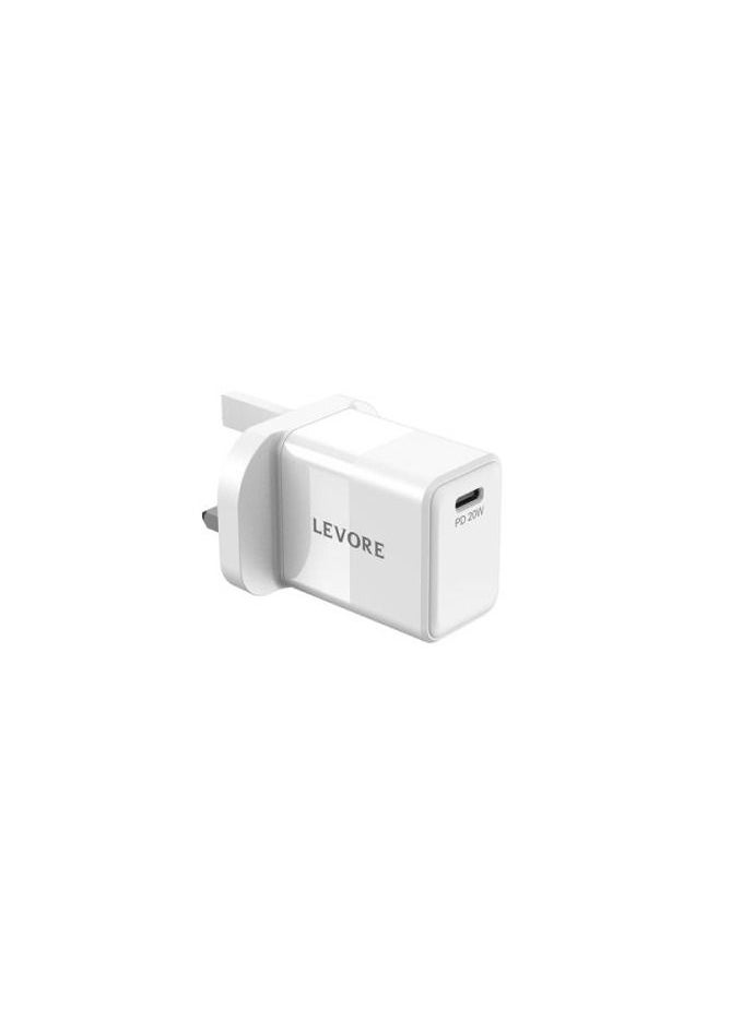 LEVORE USB Type-C 20W Wall Charger Fast Charging Adapter White  - Image 1