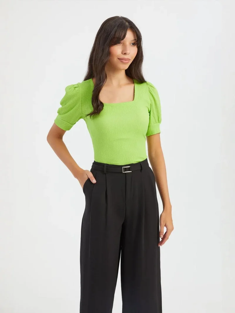 HICCUP Square Neck Balloon Sleeves Top