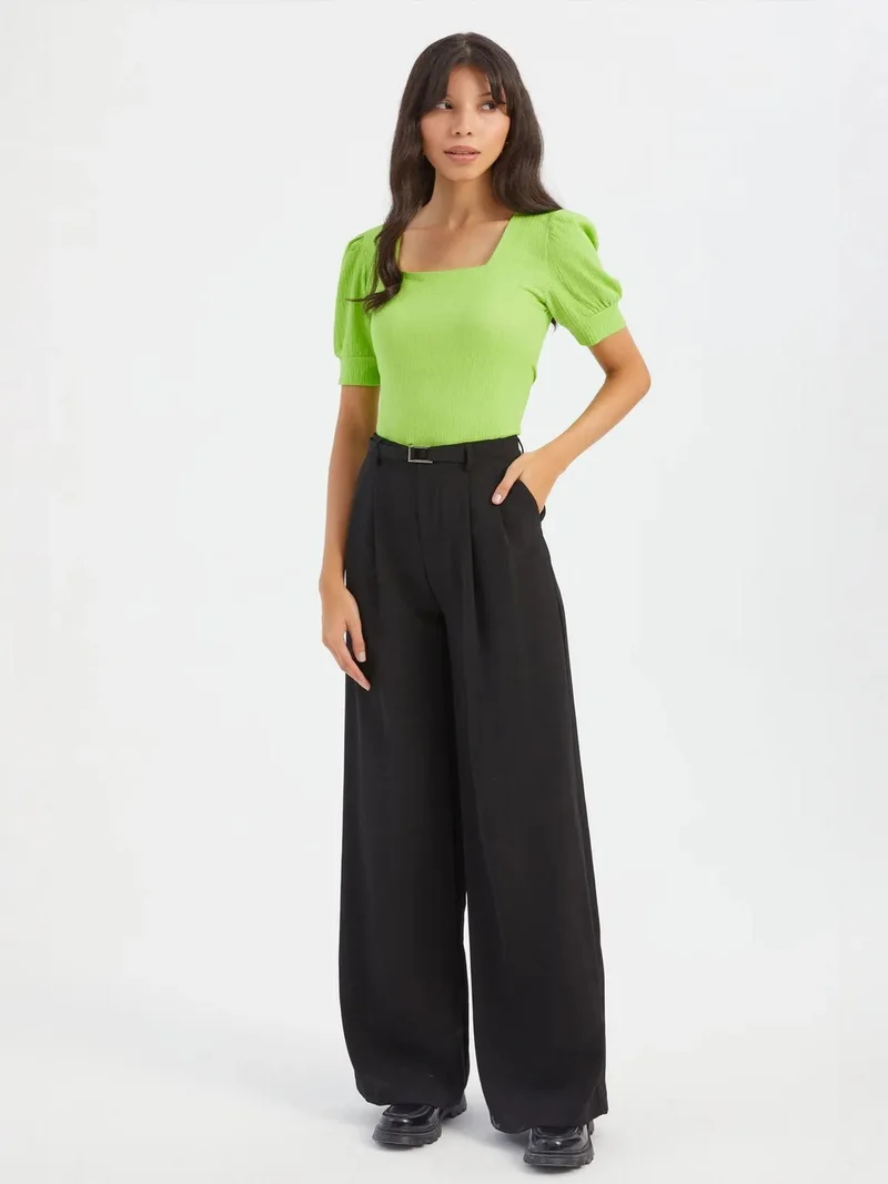 HICCUP Square Neck Balloon Sleeves Top