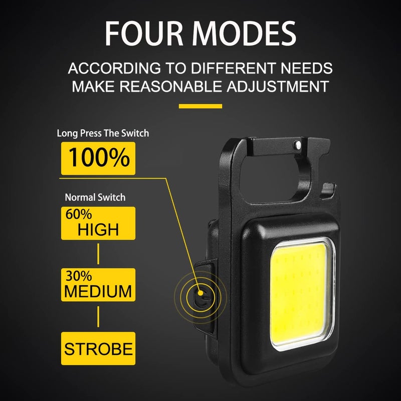 Swanlake Swanlake Keychain Mini Flashlight COB Small Torch 800 Lumens Rechargeable Pocket Light 3 Modes Magnetic Auto Repair Light Work Light Can Be Used As A Bottle Opener 1 Pcs  - Image 2