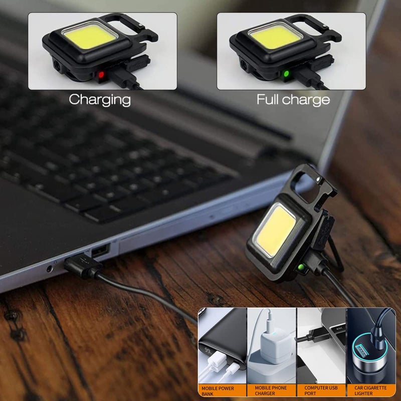 Swanlake Swanlake Keychain Mini Flashlight COB Small Torch 800 Lumens Rechargeable Pocket Light 3 Modes Magnetic Auto Repair Light Work Light Can Be Used As A Bottle Opener 1 Pcs  - Image 3