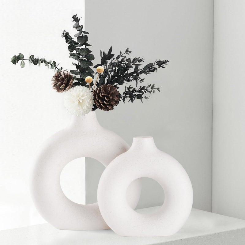 CEMABT Vases for Pampas GrassCreative Vase Modern Home DecorHandmade Vase White Ceramic Dried Flowers Crafts Ornaments for Office Home Deco Decoration