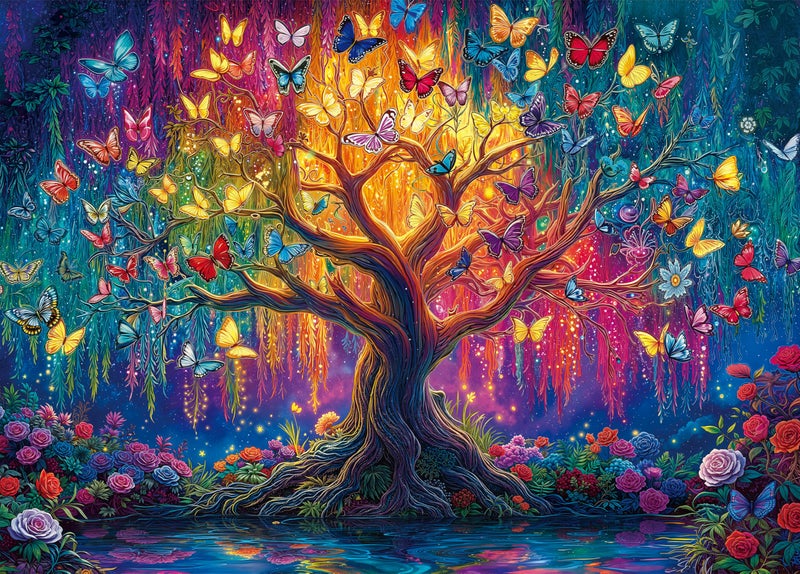 LOJETON Colorful Butterfly Trees Puzzles for Adults 1000 Pieces Perfectly Letter on Back No Dust Tree of Life Jigsaw Puzzle Rainbow Tree Challenging Puzzle Perfect for Game Nights - Image 3