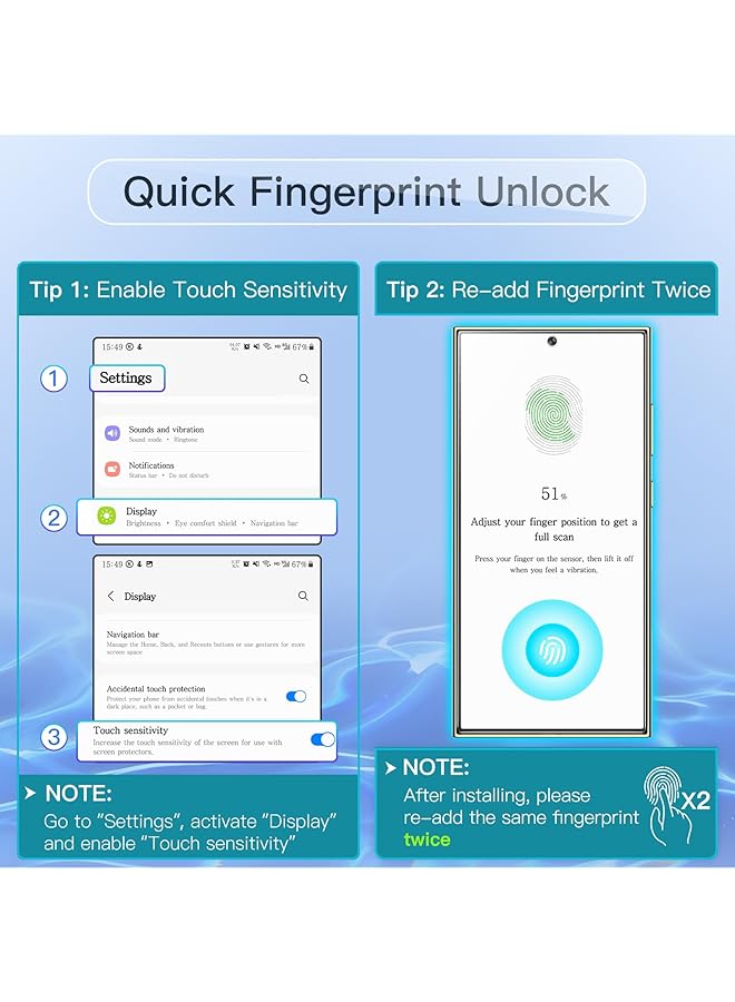 جي تيك واقي شاشة الخصوصية لهاتف Samsung Galaxy S24 Ultra 5G مقاس 6.8 بوصة من الزجاج المقوى المضاد للتجسس مع أداة تثبيت سهلة ومتوافق مع فتح بصمة الإصبع وعبوتين - Image 2