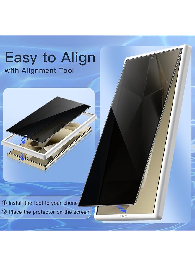 جي تيك واقي شاشة الخصوصية لهاتف Samsung Galaxy S24 Ultra 5G مقاس 6.8 بوصة من الزجاج المقوى المضاد للتجسس مع أداة تثبيت سهلة ومتوافق مع فتح بصمة الإصبع وعبوتين - Image 5
