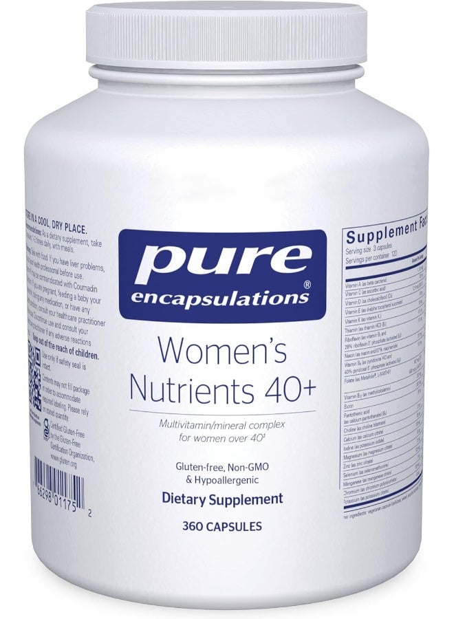 Pure Encapsulations مغذيات النساء من بيور إنكابسوليشنز - متعدد الفيتامينات للنساء فوق 40 لدعم صحة المسالك البولية وصحة خلايا الثدي وسلامة العين* - مع فيتامين C وفيتامين E وفيتامين A - 360 كبسولة - Image 1
