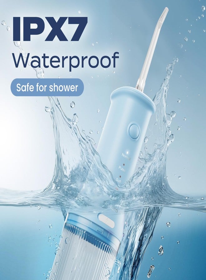 7AM2M Portable Cordless Water Flosser, Oral Irrigator with 3 Modes & 2 Tips, Fast Rechargeable, IPX7 Waterproof, Dental Water Flosser for Travel and Home Use (Light Blue - Image 5