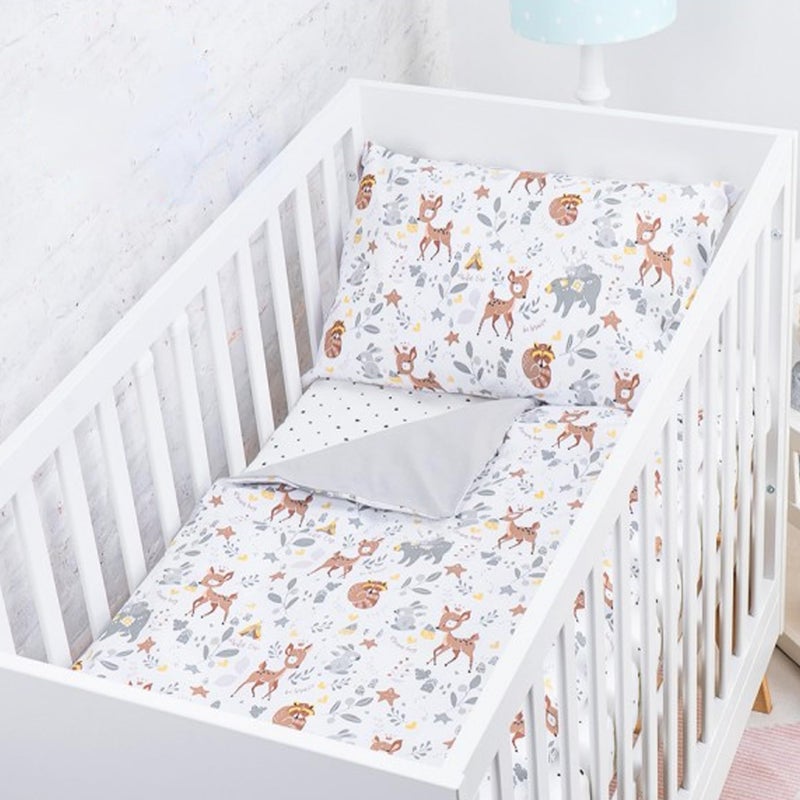 BABYSAFE Cot Duvet Cover Set 90 x 120 cm and Pillowcase 40 x 60 cm Coordinated, 100% Oeko-Tex Certified Cotton – Duvet Cover 90 x 120 cm for Baby Cot, Crib or Pram Made In Europe - Image 1