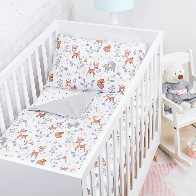 BABYSAFE Cot Duvet Cover Set 90 x 120 cm and Pillowcase 40 x 60 cm Coordinated, 100% Oeko-Tex Certified Cotton – Duvet Cover 90 x 120 cm for Baby Cot, Crib or Pram Made In Europe - Image 2