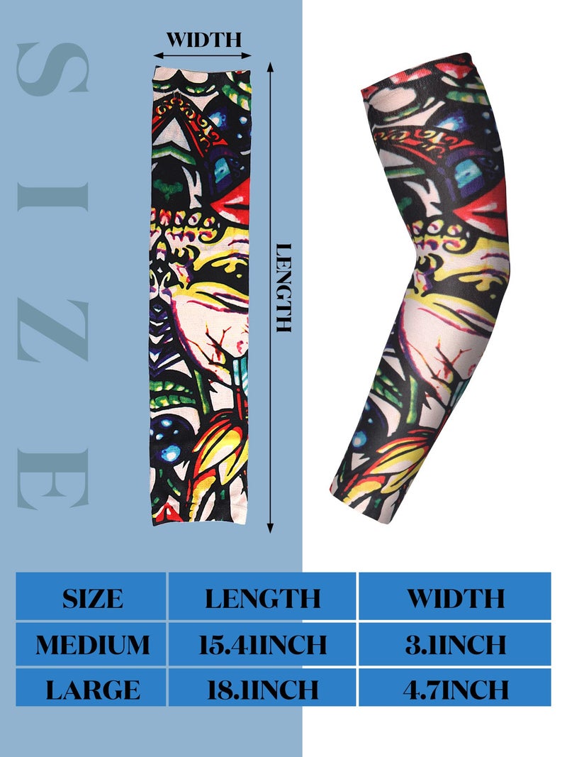 Boao 20 Pcs Men's Cooling Arm Sleeves Long Fingerless Arm Cover Anti Slip UV Protection Sun Temporary Tattoo Sleeves(Medium,Novelty Style) - Image 3