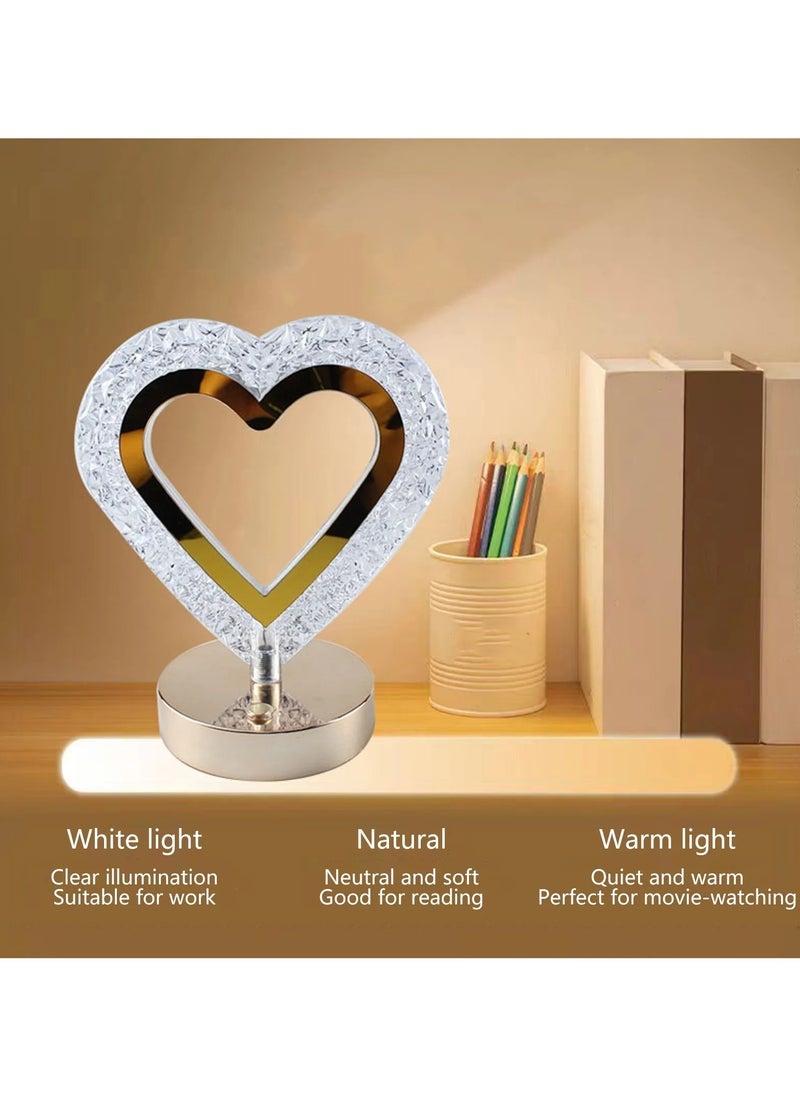 ELTRAZONE Bedside Lamp- Modern Crystal LED Heart Table Lamp For Night Reading Sitting Infant Dimming Protection Lightweight Desk Decor Table Lamp Home Decor Deals Of The Day Clearance Gifts For Womem/Men - Image 2