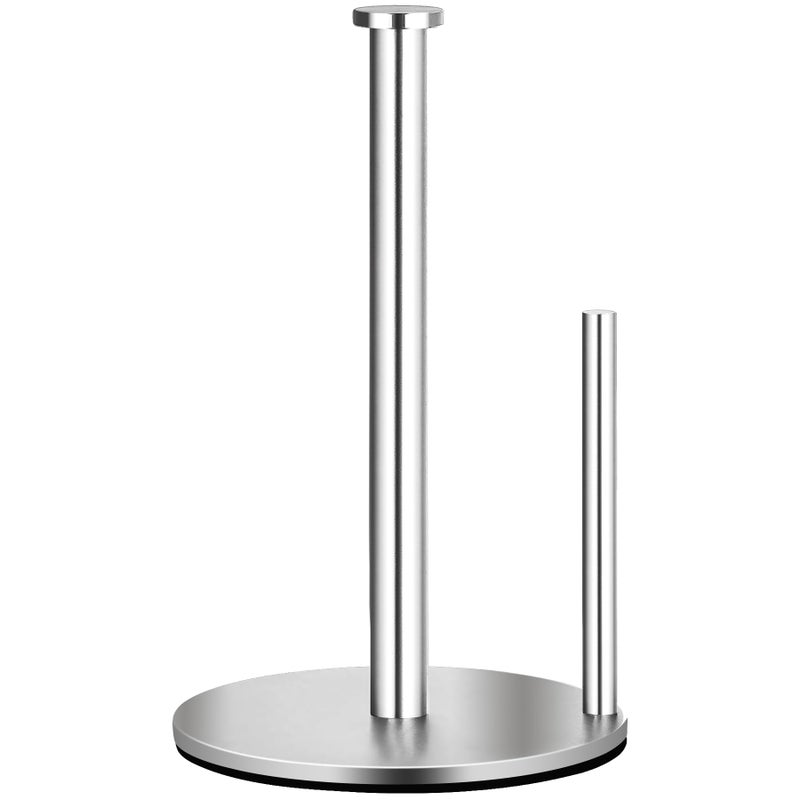 Paper Towel Holder Countertop OBODING Stainless Steel Kitchen Paper Towel Holder Stand for Kitchen Organization Stainless Steel Paper Towel Holders for Standard and Large Rolls Silver