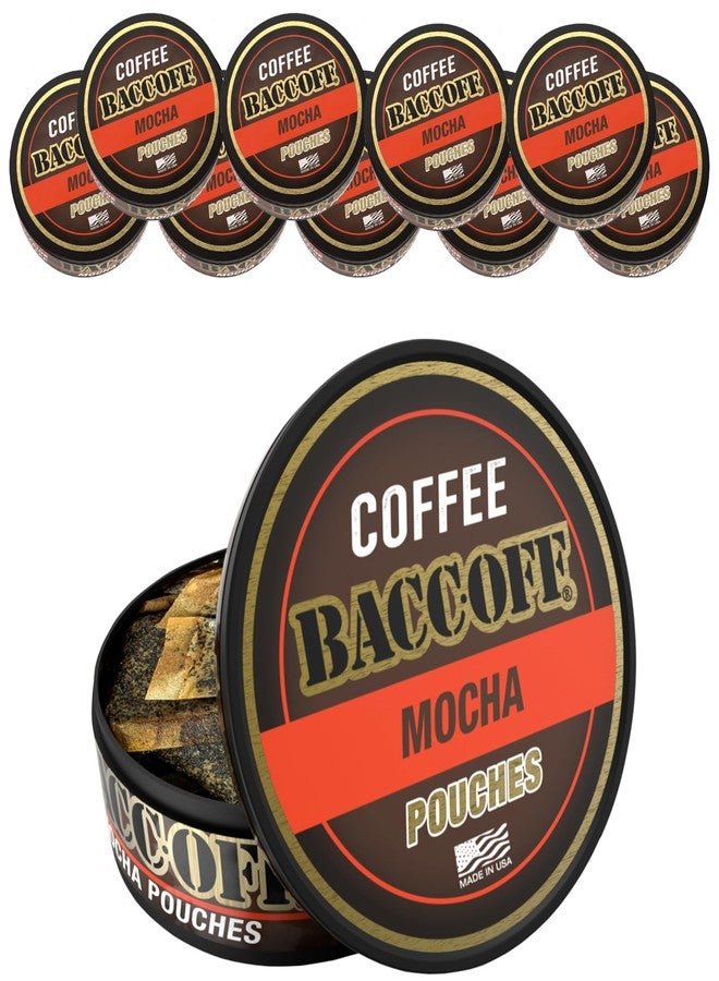 BACC OFF 10 Cans, BaccOff Mocha Coffee Pouches, 50 MG of Caffeine Per Serving, Creamy Chocolate and Smooth Coffee Flavors, 16 Pouches Per Can - Image 1