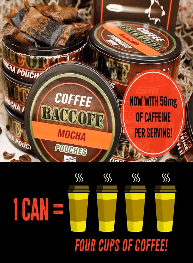 BACC OFF 10 Cans, BaccOff Mocha Coffee Pouches, 50 MG of Caffeine Per Serving, Creamy Chocolate and Smooth Coffee Flavors, 16 Pouches Per Can - Image 3