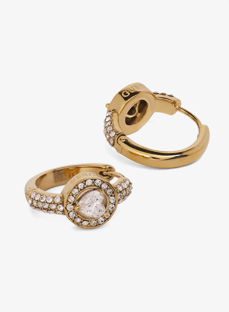 GUESS 20mm Solitaire Heart Crystal Mini Huggies