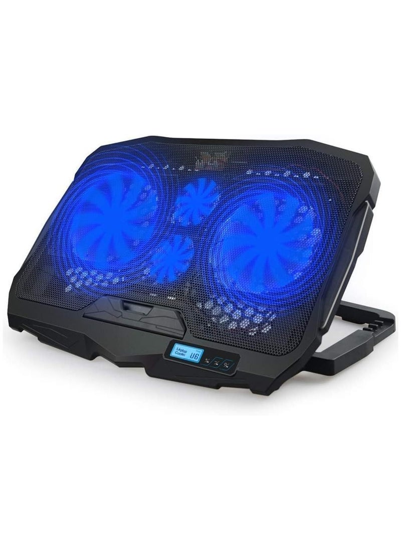 Generic Laptop Cooling Pad with 2 USB Ports, LCD Screen, and Blue LED Lights, for 10-15.6 Inch Laptops  - Image 1