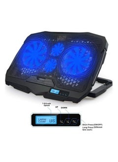 ماركة غير محددة لوحة تبريد هادئة للاب توب مع مخرجين USB وشاشة LCD وإضاءة LED زرقاء، مقاس 10-15.6 بوصة  - Image 2