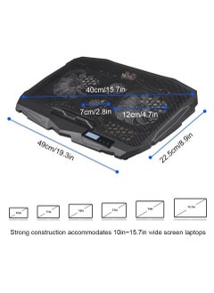 ماركة غير محددة لوحة تبريد هادئة للاب توب مع مخرجين USB وشاشة LCD وإضاءة LED زرقاء، مقاس 10-15.6 بوصة  - Image 3