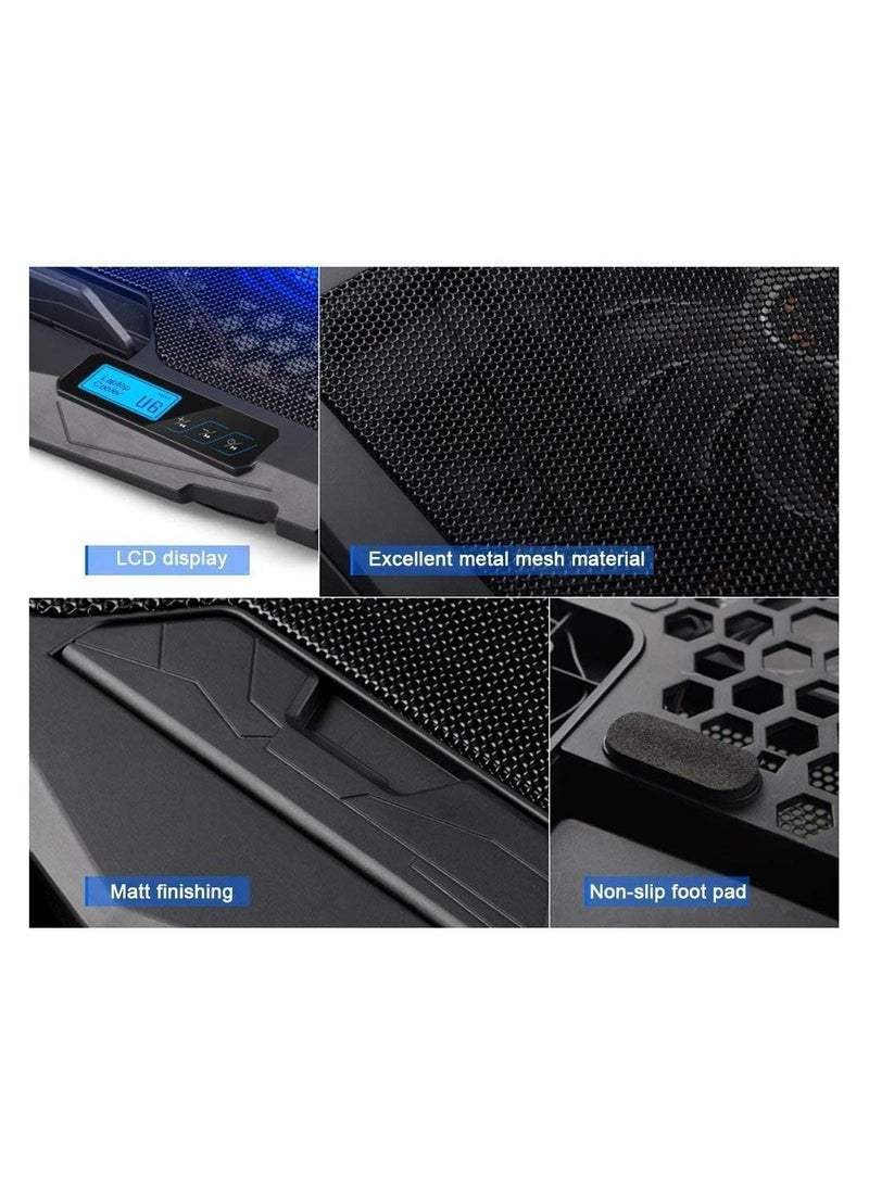 Generic Laptop Cooling Pad with 2 USB Ports, LCD Screen, and Blue LED Lights, for 10-15.6 Inch Laptops  - Image 4