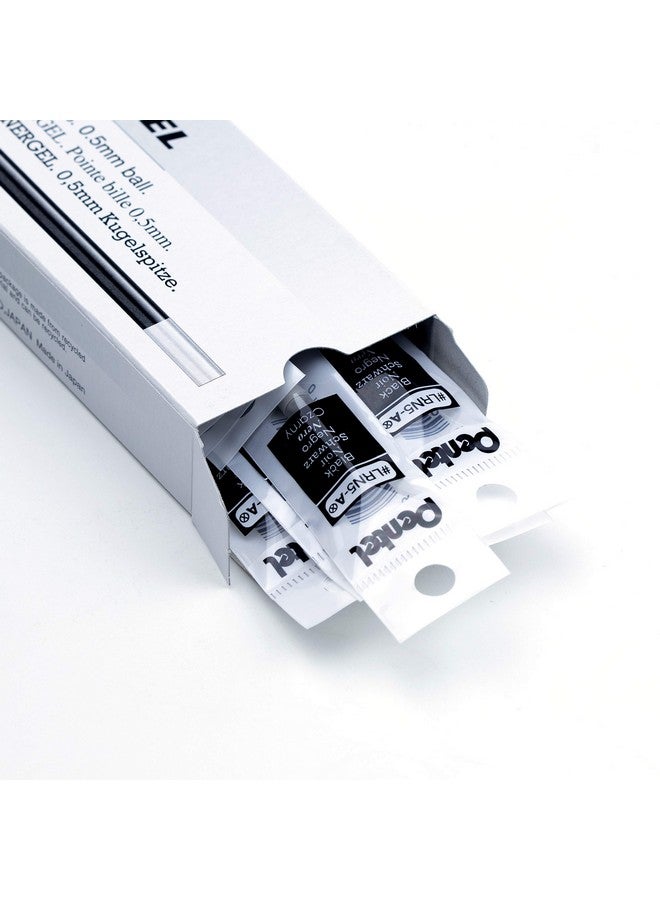 بنتل حبر إعادة تعبئة لقلم الجل السائل Energel، (0.5 مم)، خط رفيع، طرف إبرة، حبر أسود، علبة من 12 قلمًا (Lrn5-A) - Image 3