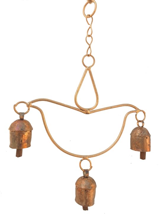 New Zummar House Handmade New Diya Shape Beautiful Chime with Copper Coated Kutch Metal BellsWind Chimes BellGold Color Chime and Brown Bells - Image 1
