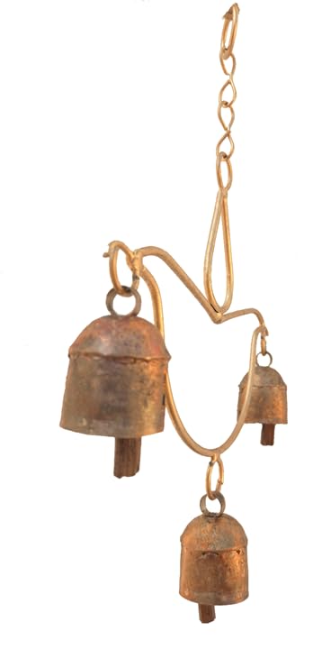 New Zummar House Handmade New Diya Shape Beautiful Chime with Copper Coated Kutch Metal BellsWind Chimes BellGold Color Chime and Brown Bells - Image 2