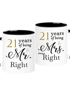 SHOP NEW ARRIVALS 21 Year Anniversary Coffee Mugs Set of 2, 21 Years of Being Mr Right/Mrs Always Right, 21th Wedding Anniversary Decorations Gifts Presents Cups for Couple Parents Grandparents  - Image 1