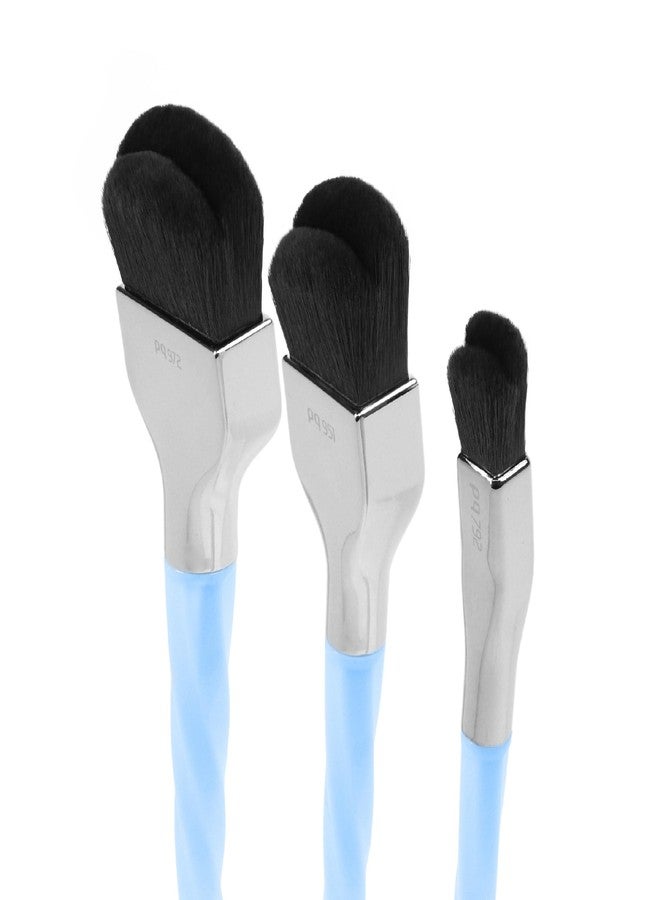Bdellium Tools Professional Makeup Brush - Blue Double Dome Blender 3pc Brush Set - Image 2