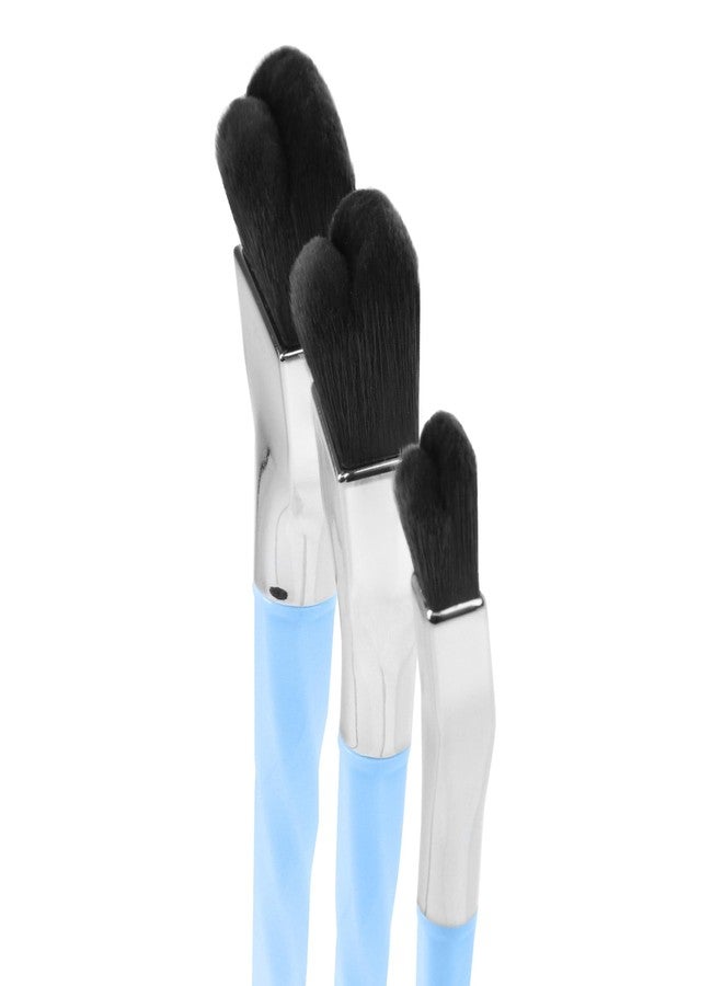 Bdellium Tools Professional Makeup Brush - Blue Double Dome Blender 3pc Brush Set - Image 3