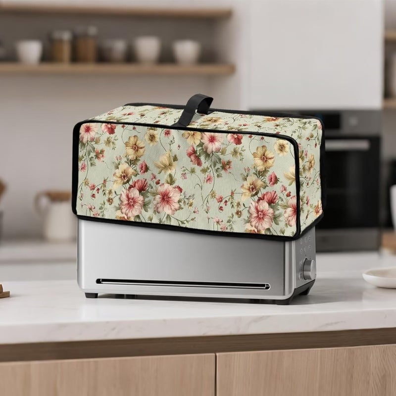 ZDCUSTOM Vintage Flowers Slim Bread Maker Oven Cover Fingerprint Protection Heat-Resistant Long Slot Toaster Cover for Most Standard 2 Slice Toasters - Image 2