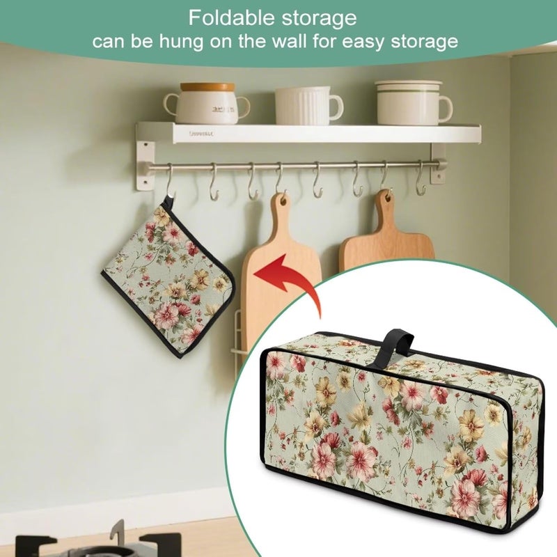 ZDCUSTOM Vintage Flowers Slim Bread Maker Oven Cover Fingerprint Protection Heat-Resistant Long Slot Toaster Cover for Most Standard 2 Slice Toasters - Image 5