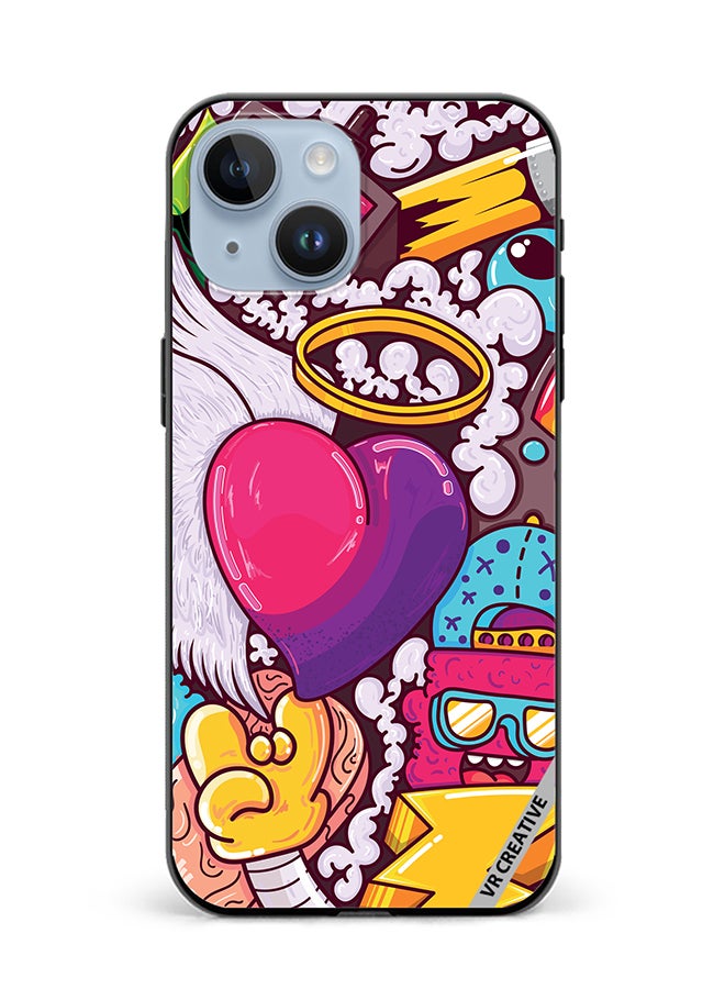 VR CREATIVE Protective Case Cover For Apple iPhone 15 Plus Graphitti Design Multicolour - Image 1