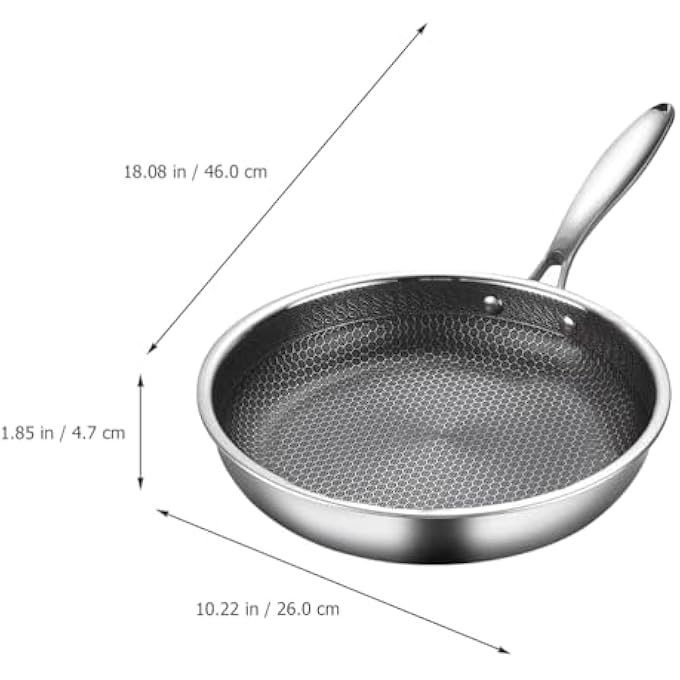 Amosfun Nonstick Frying Pan Honeycomb Coating Flat Bottom Omelette Pan Wok Skillet Fry Pan Griddle Stainless Steel Cooking Utensils - Image 3