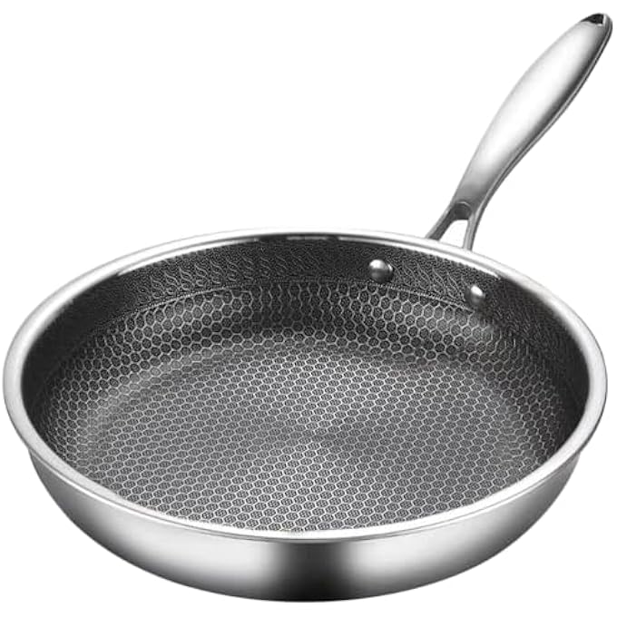 Amosfun Nonstick Frying Pan Honeycomb Coating Flat Bottom Omelette Pan Wok Skillet Fry Pan Griddle Stainless Steel Cooking Utensils - Image 2