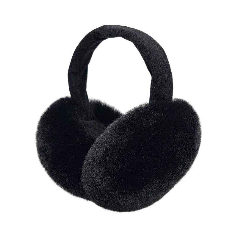 Kedofe Women Winter Earmuffs Adjustable Faux Fleece Ear muffs Foldable Furry Cute Girl Ear Warmer for Cold Outdoor (Black) - Image 1