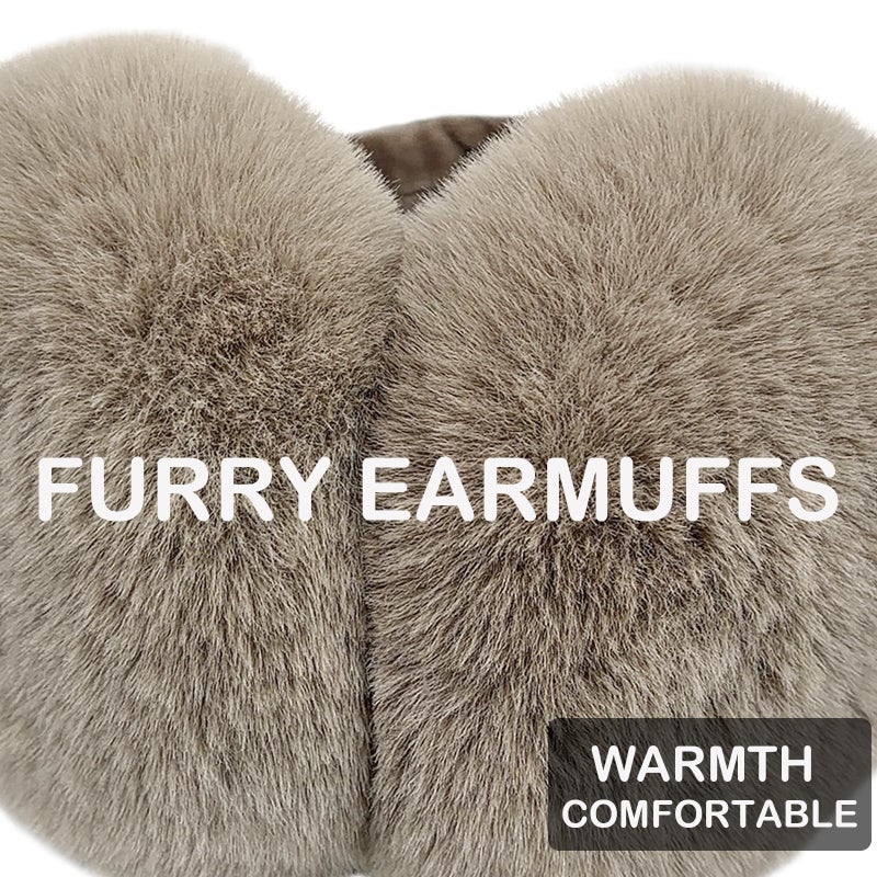 Kedofe Women Winter Earmuffs Adjustable Faux Fleece Ear muffs Foldable Furry Cute Girl Ear Warmer for Cold Outdoor (Black) - Image 5