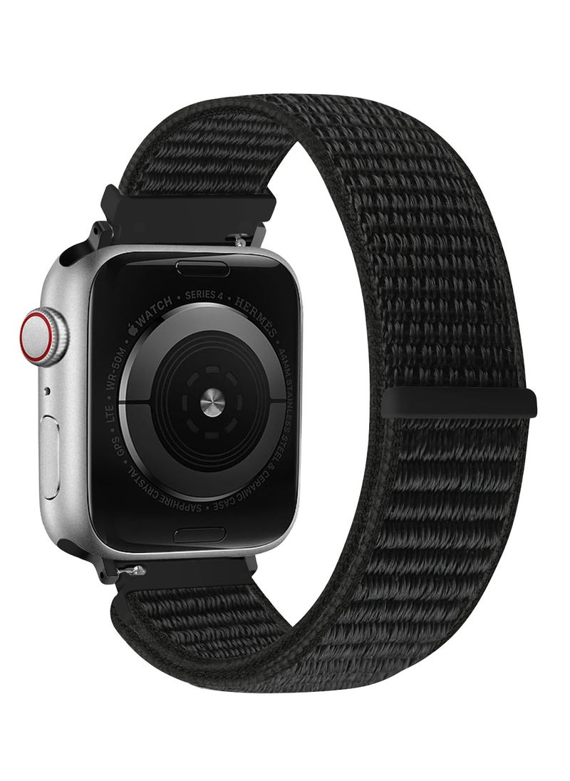 CoomBe Nylon Watchband Replacement Bracelet for Apple Watch Series 10 46mm, Ultra 2/Ultra 49mm, Series 9/8/7 45mm, Series 6/5/4/SE/SE2 44mm,Series 3/2/1 42mm,Black 