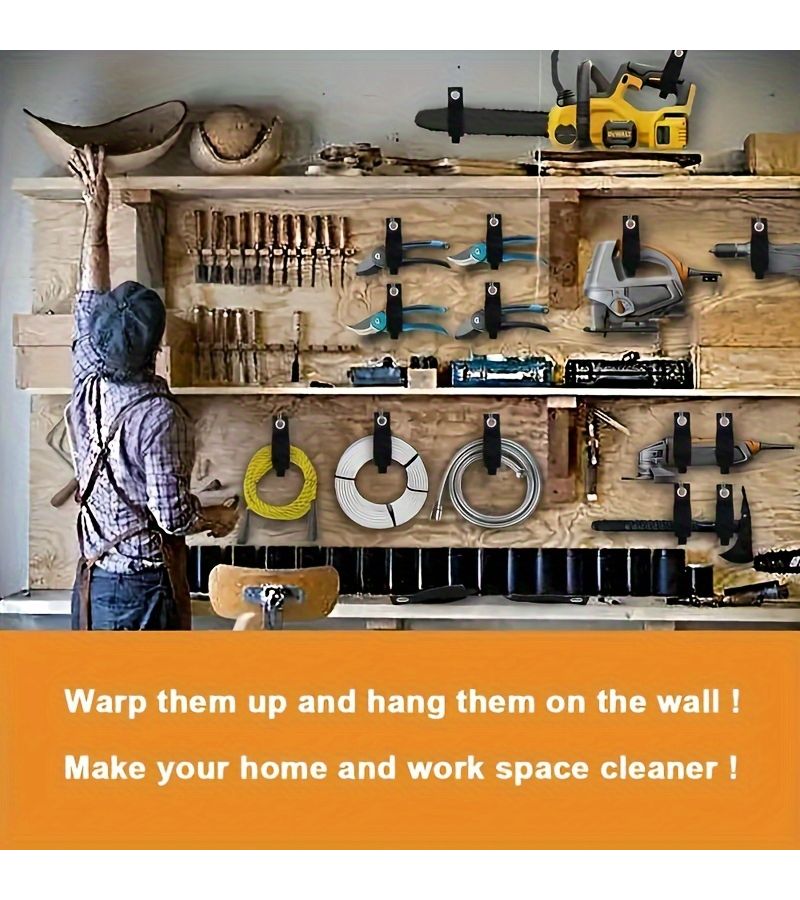 Set Of 5 Black Nylon Straps With Strong Hooks For Hanging And Organizing Tools Equipment In Garages Workshops And Storage Areas Hold Up To 50 Lbs - Image 5