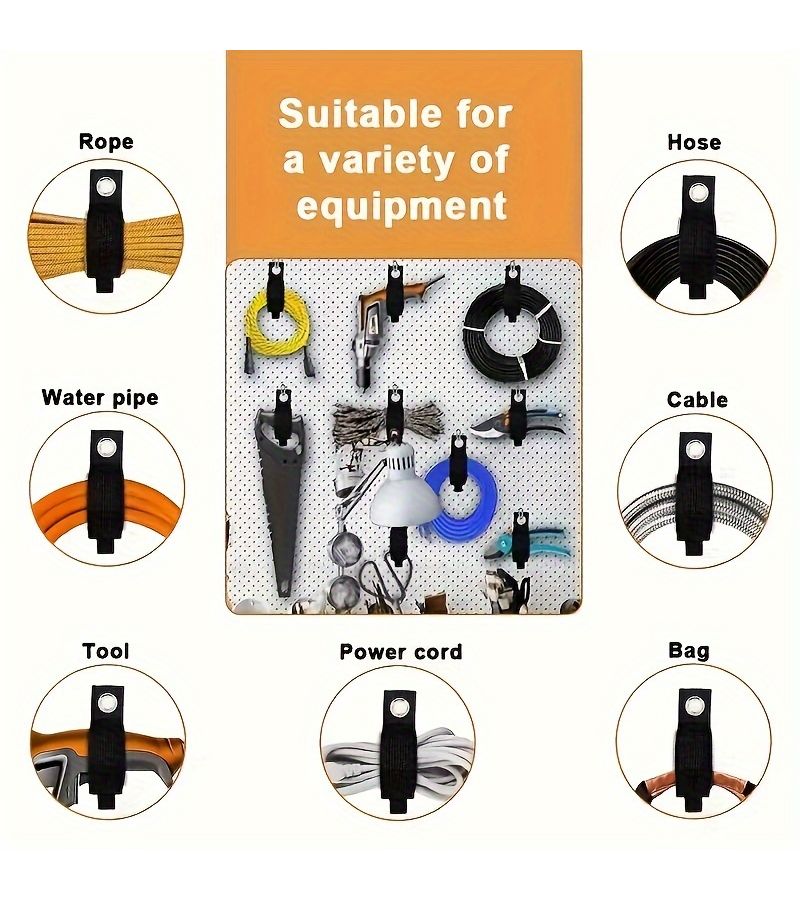 Set Of 5 Black Nylon Straps With Strong Hooks For Hanging And Organizing Tools Equipment In Garages Workshops And Storage Areas Hold Up To 50 Lbs - Image 4