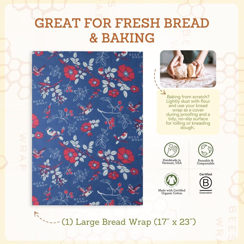 Bee's Wrap Beeswax Wraps for Food - Bread Wrap - Made in USA Reusable Bread Storage Bags - Organic & Eco-Friendly Alternative to Aluminum Foil, Sourdough Bags & Plastic Wrap, Botanical - Image 5