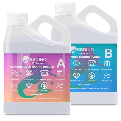 BBDINO Silicone Mold Making Kit 20A Silicone for Mold Making, Silicone Mold Making Translucent 38.8 Oz, 1A:1B by Volume, Liquid Silicone for Molds Making of Resin, Soap, Wax, Clay, Concrete etc. - Image 1