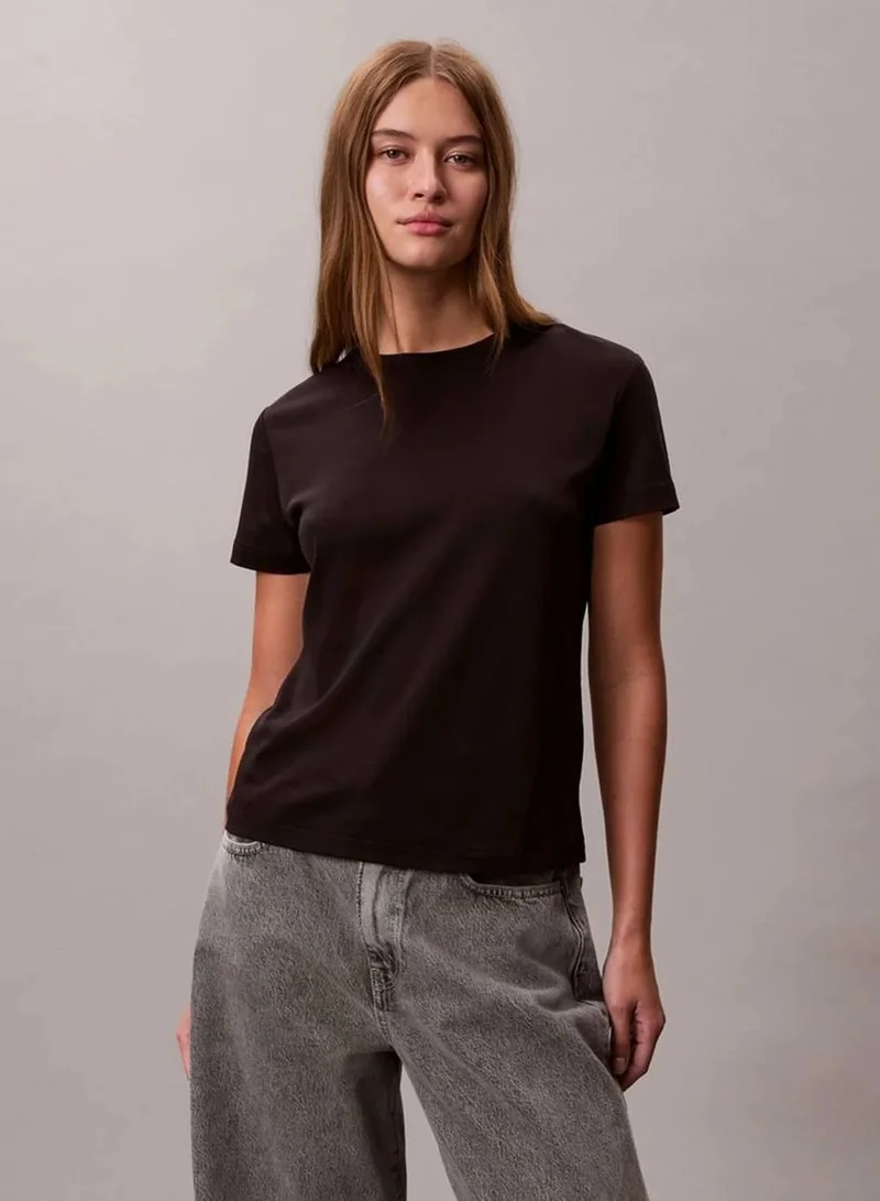 Calvin Klein Black Supima Logo T-shirt for Women | Best Price UAE