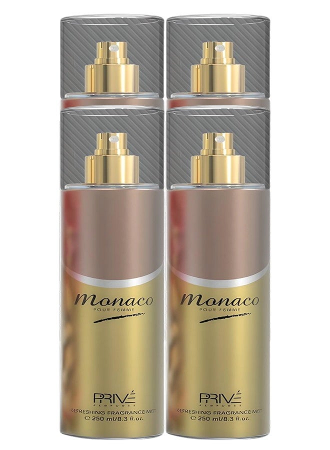 PRIVE 4 Pieces Monaco Refreshing Fragrance Body Mist For Women 250ml - Image 1