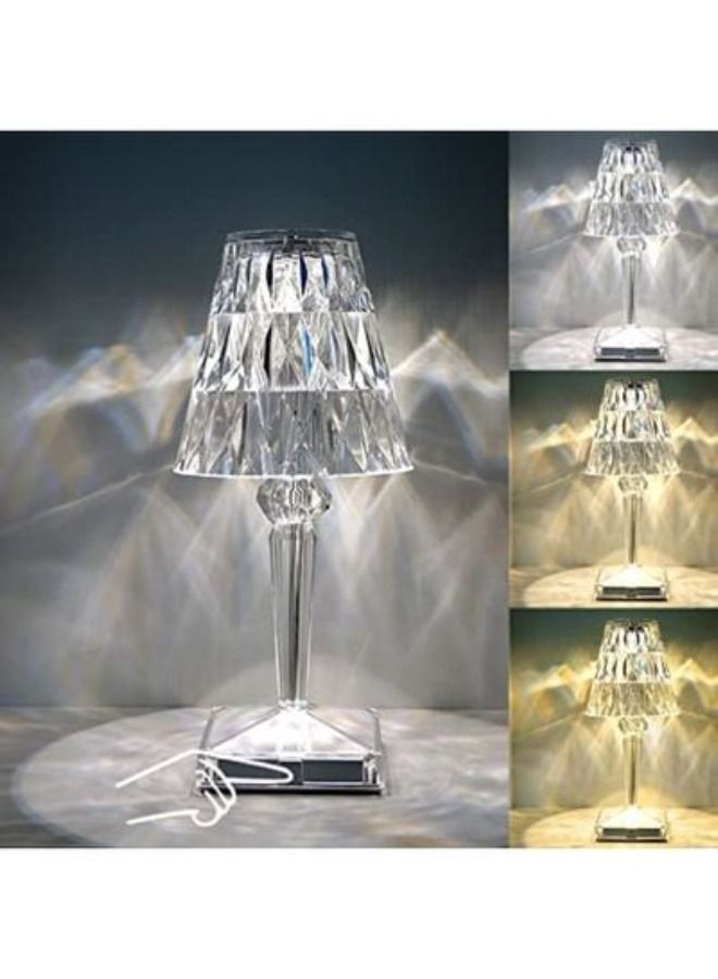 Remote Control Modern Crystal Table Lamp Romantic Night Light White - Image 2