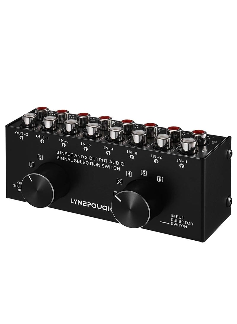 لينيبوايو - محول الإشارات الصوتية ، 6-input-2-output الصوت الجلاد مع انديانابوليس المدخلات والمخرجات ثنائية الاتجاه إشارة الصوت اختيار مربع موزع - Image 1