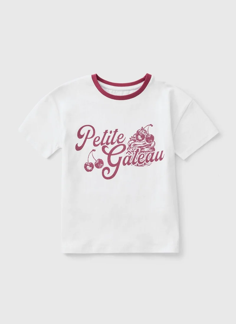 ماتلان Girls White Petite Gateau T-Shirt